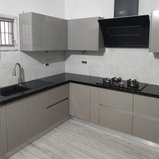 Modular kitchen grey 3