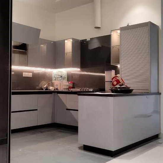 Modular kitchen grey 4