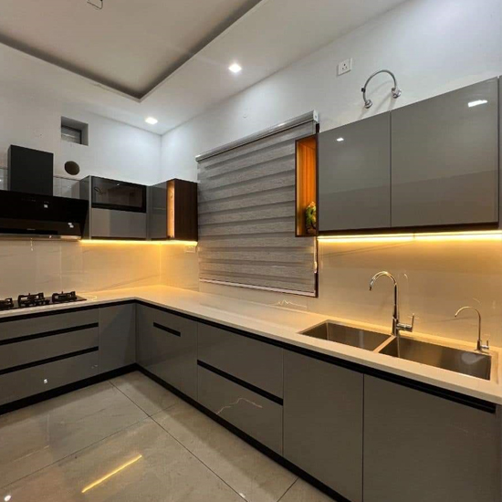 Modular kitchen with light